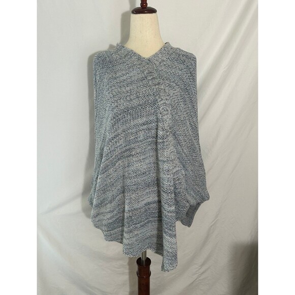 Loft Sweater Poncho Blue/Grey - Picture 1 of 4